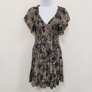 Angie Black and Cream Patterned Mini Dress